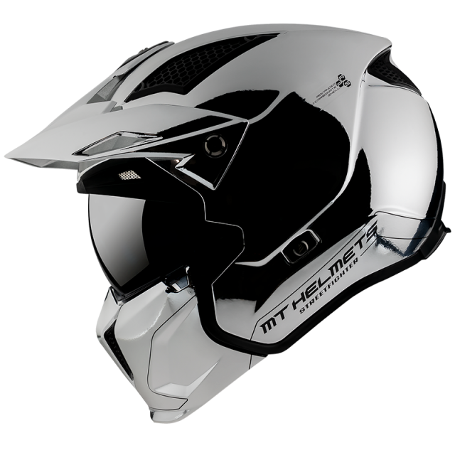 kaciga za motocikl mt helmets StreetFighter chromed silver