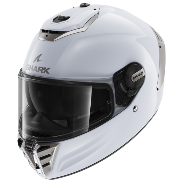 HEEW SHARK HELMETS SPARTAN RS BLANK WHITE SILVER GLOSSY ps