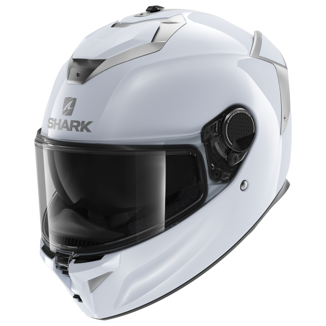 HEEW SHARK HELMETS SPARTAN GT BCL MICR BLANK WHITE SILVER GLOSSY ps