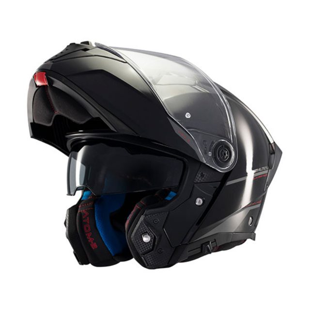 casco modular mt fusv atom sv solid a negro brillo